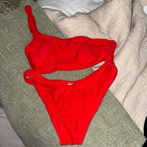 Red One-Shoulder Bikini Set